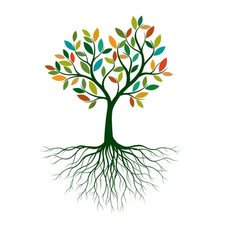 123168810 arbre de vie de couleur avec des racines illustration vectorielle objet isolé 